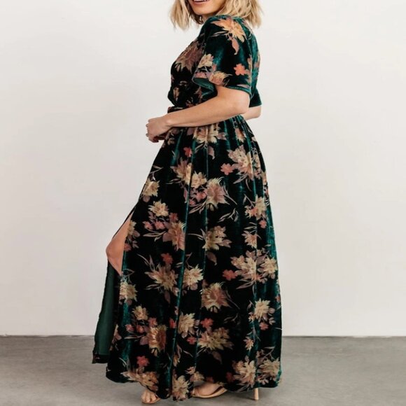 EUC Baltic Born Jade Floral "Uma" Velvet Maxi Dress - Picture 2 of 13